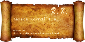 Radics Kornélia névjegykártya